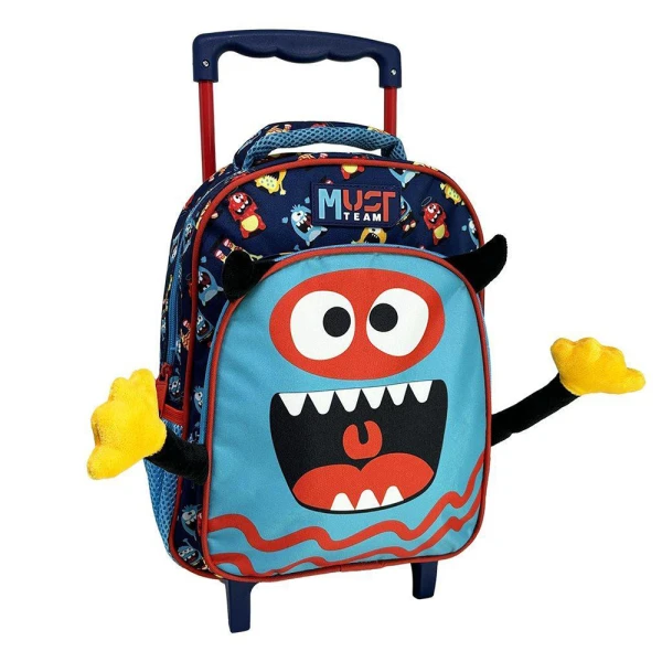 MUST TEAM PRESCHOOL TROLLEY BACKPACK 27X10X31 cm WITH 2 COMPARTMENTS - MONSTER