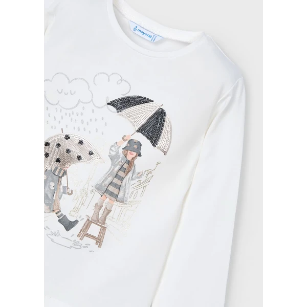 MAYORAL LONG SLEEVES BLOUSE IVORY-BLACK