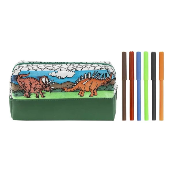 DRAW YOUR PENCILCASE WITH 6 MARKERS - DINOSAURS