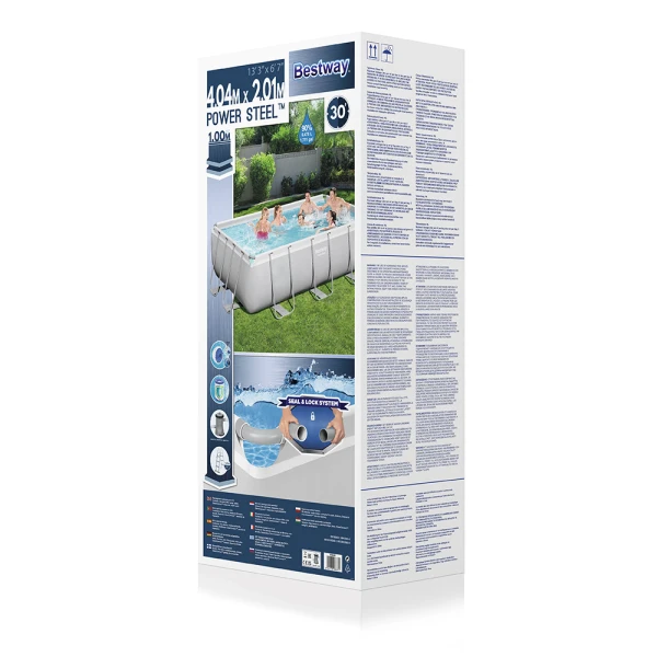 BESTWAY RECTANGULAR FAMILY POOL 404X201X100 cm SET POWER STEEL