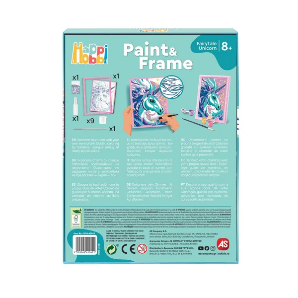 HAPPIHOBBI PAINT & FRAME PAINT BY NUMBERS FAIRYTALE UNICORN