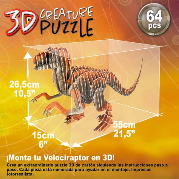 EDUCA 3D ΠΑΖΛ CREATURE 64 τεμ. VELOCIRAPTOR