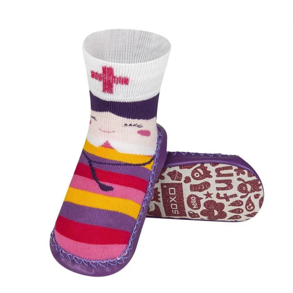 SOXO CHILDREN SLIPPERS WITH LEATHER SOLE STRIPES DOCTOR