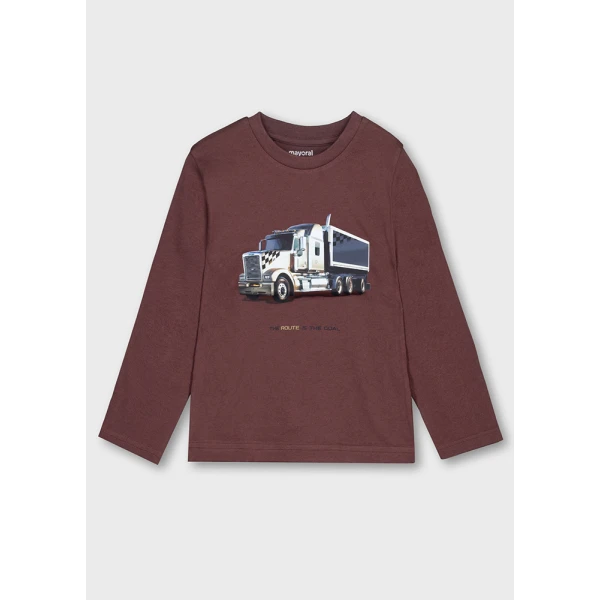MAYORAL LONG-SLEEVE T-SHIRT TRUCK PLUM 