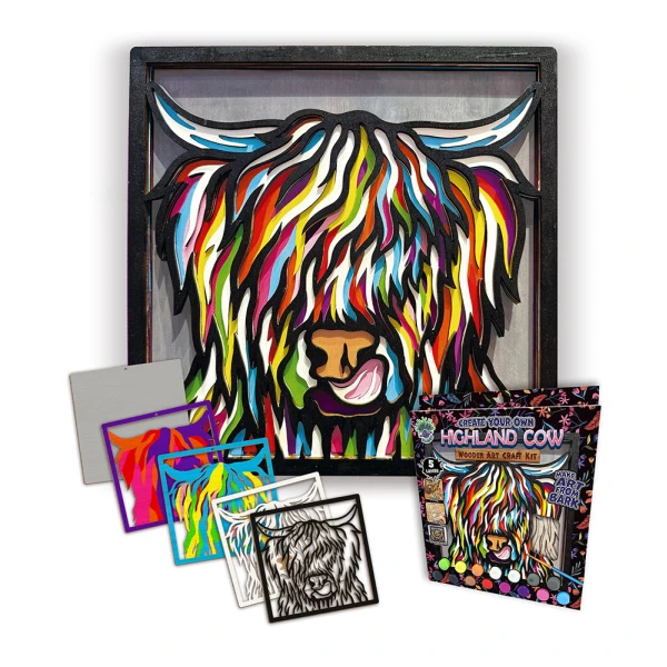SPLAT PLANET WOODEN ART CRAFT KIT HIGHLAND COW