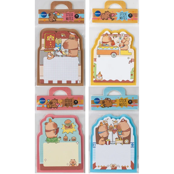 PAPER STICKY NOTES 70X90mm 30 SHEETS CAPYBARA - 4 DESIGNS