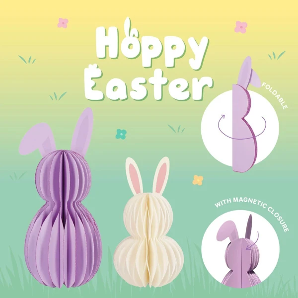 LEGAMI SET 2 FOLDABLE PAPER BUNNIES HOPPY EASTER