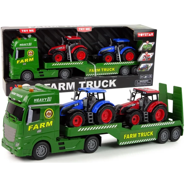 2 TRACTORS TRANSPORT TRUCK WITH SOUNDS AND LIGHTS