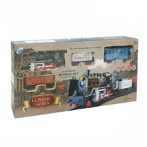 LARGE TRAIN WITH SMOKE LIGHTS 30 PCS WITH 2 TRACKS L:650 CM.