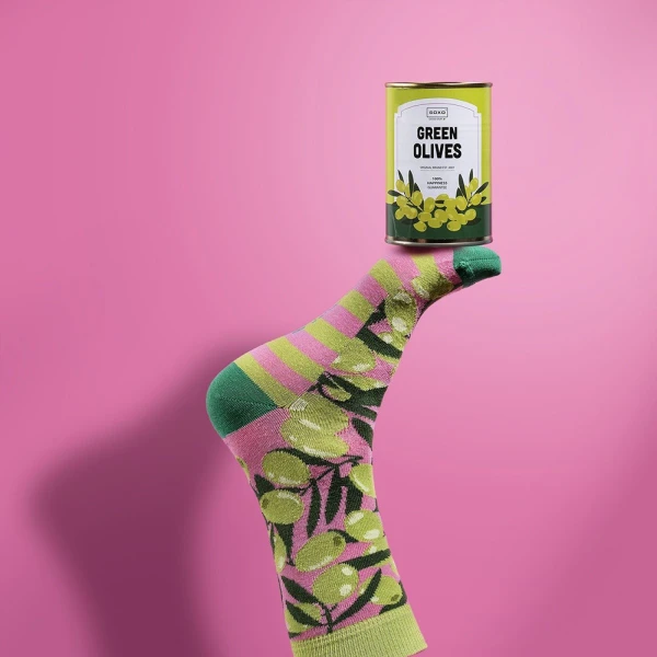 SOXO FUNNY SOCKS OLIVES IN A TIN GOOD STUFF