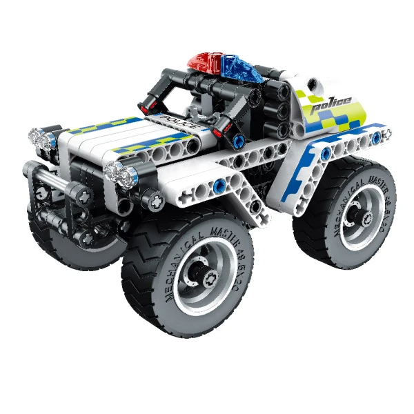 MECHANICAL MASTER CONSTRUCTION PULL BACK POLICE CAR 199 pcs
