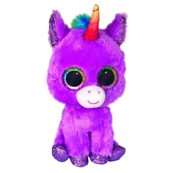TY BEANIE BOOS ROSETTE PLUSH CLIP UNICORN PURPLE 15CM