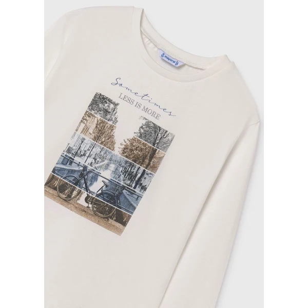MAYORAL LONG SLEEVES BLOUSE PHOTOGRAPH IVORY-BLUE