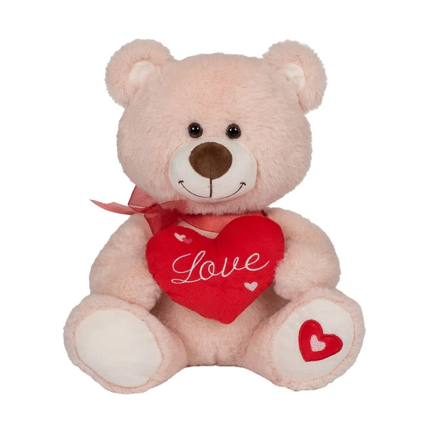 PLUSH BEAR WITH RED HEART 30 cm - 3 COLOURS