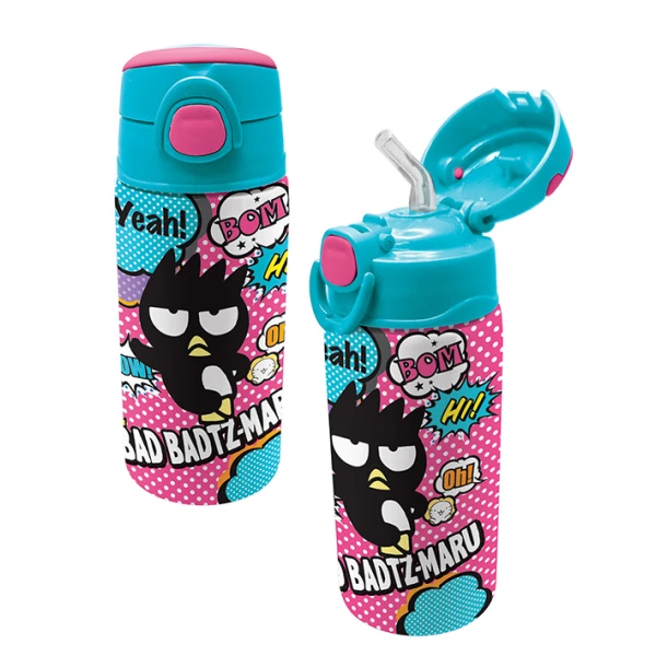 INSULATED WATER BOTTLE 450ml WITH BUILT-IN STRAW BAD BADTZ MARU