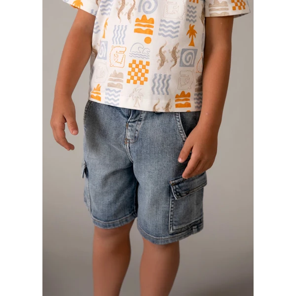MAYORAL BERMUDA PANTS DENIM CARGO DENIM BRIGHT