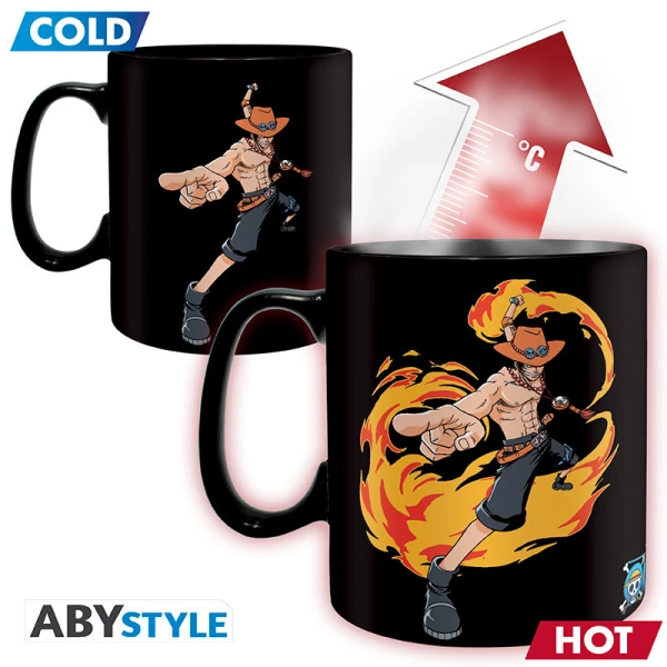 ABYSSE HEAT CHANGE MUG 460ml ONE PIECE - LUFFY & ACE