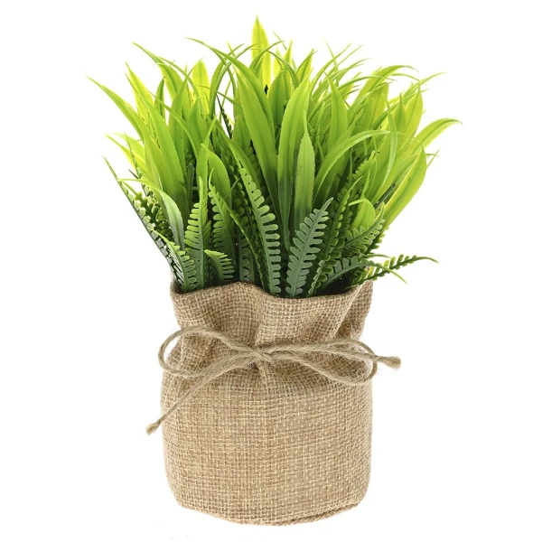 ARTIFICIAL POTTED GRASS IN JUTE BAG 16 cm