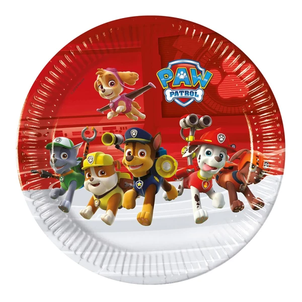 LARGE  PLATES 23 cm 8 pcs PAW PATROL READY FOR ACTION