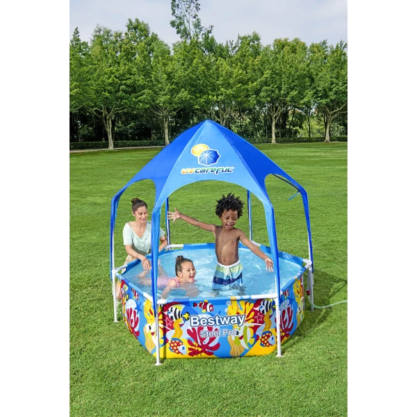 BESTWAY STEEL PRO UV CAREFUL 183X51 cm SPLASH-IN-SHADE PLAY POOL