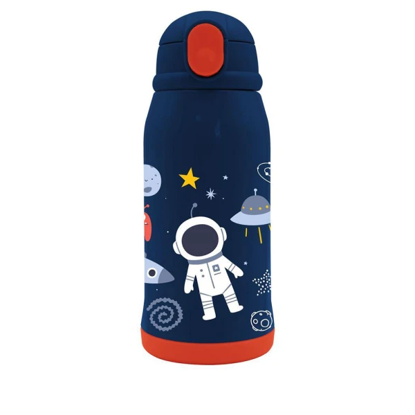 MUST TEAM STAINLESS STEEL THERMAL WATER BOTTLE 500ml WITH CASE AND STRAW – SPACE