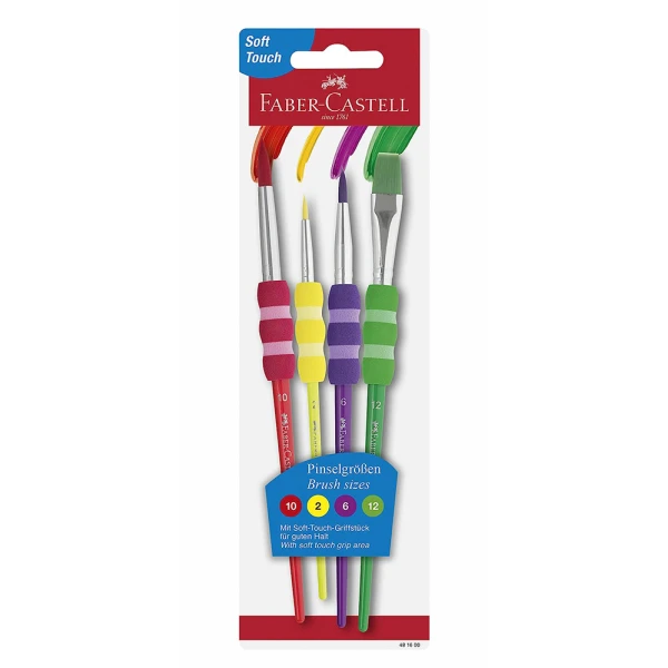 FABER CASTELL BLISTER WIT 4 BRUSHES  INTENSE COLOURS No 2-6-10-12