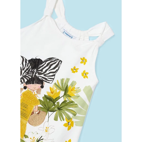 MAYORAL DRESS SCREEN PRINT ECRU