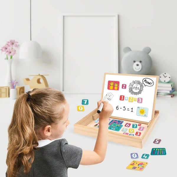 HAPPIHOBBI MAGNET WOODEN MAGNETIC BOARD DOUBLE-SIDED FOR AGES 3+