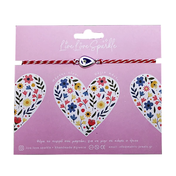 MARCH BRACELET WITH THREADED GILDED EVILEYE 0.76X0.33cm. - 2 COLORS