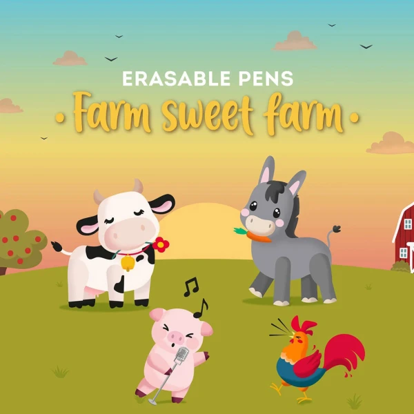 LEGAMI SET 4 ERASABLE PENS FARM SWEET FARM