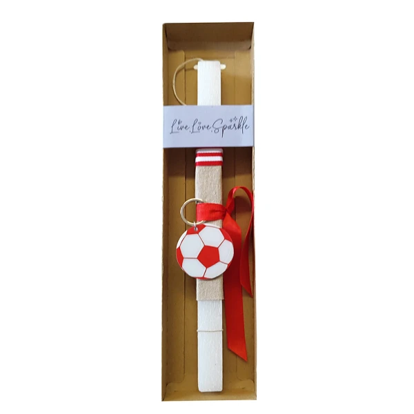 SCENTED CANDLE 30 cm WITH KEYCHAIN PLEXY RED BALL 5 cm