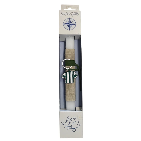 SCENTED CANDLE 30 cm WITH GREEN JERSEY KEYCHAIN 4 cm