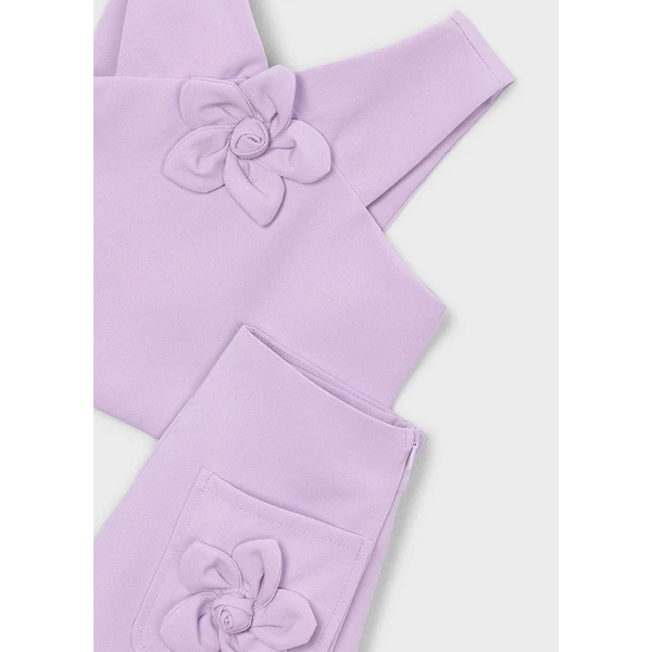 MAYORAL SET BERMUDA PANTS FLOWERS PURPLE 