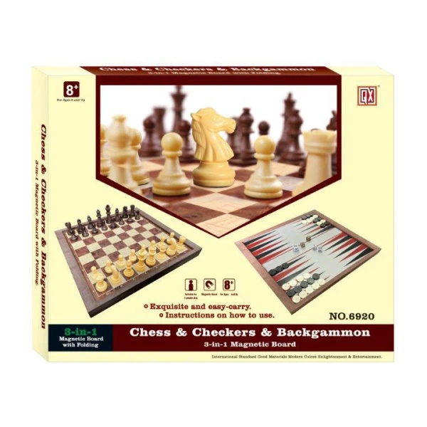 WOODEN CHESS - BACKGAMMON - CHECKERS