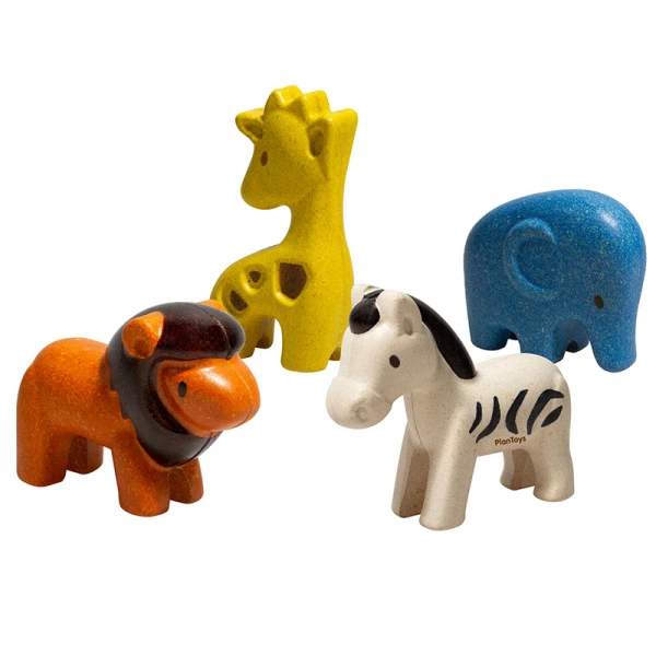 PLAN TOYS WOODEN WILD ANIMALS SET