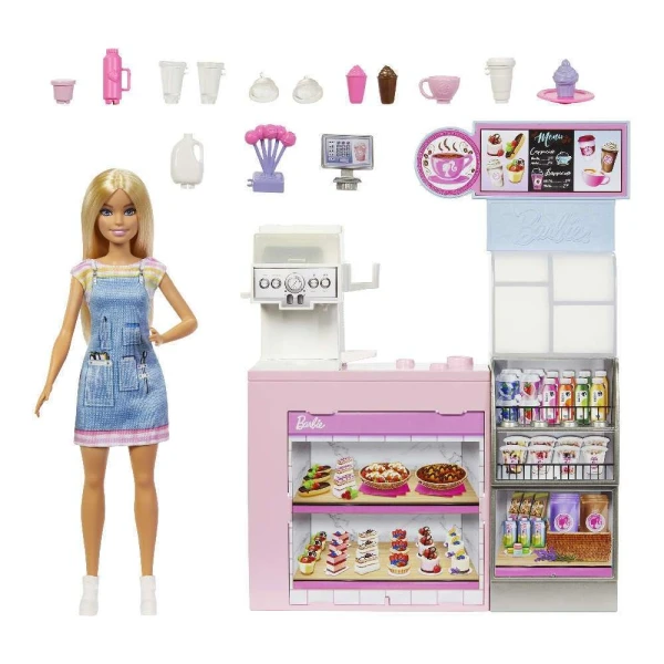 BARBIE PLAYSET NEW COFFEE SHOR WITH DOLL