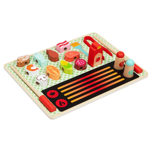 TOOKY TOY WOODEN SET GRILL AND WEDGES