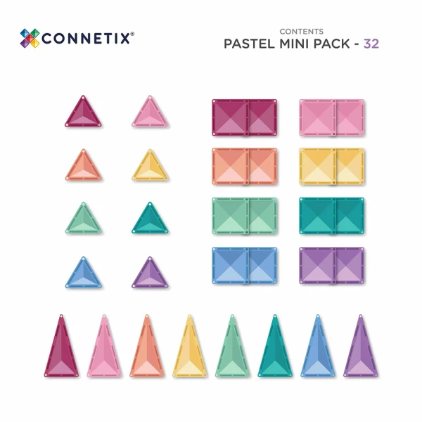 CONNETIX MAGNETIC TILES PASTEL MINI PACK 32 pcs