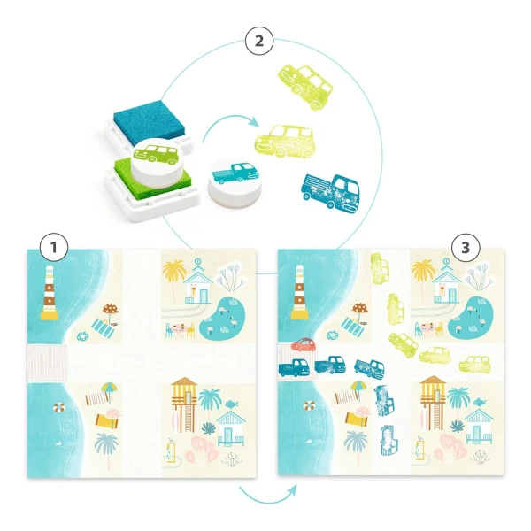 DJECO STAMPING SET - VEHICLES