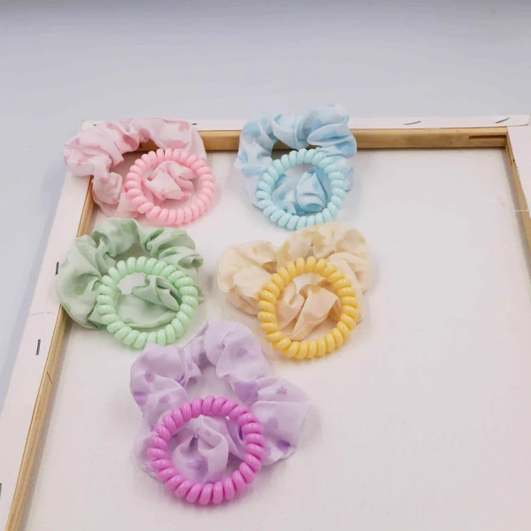 KIDS SET SCRUNCHIE AND SPIRAL - 5 COLORS