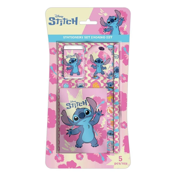 STATIONERY SET 5 pcs STITCH PINK