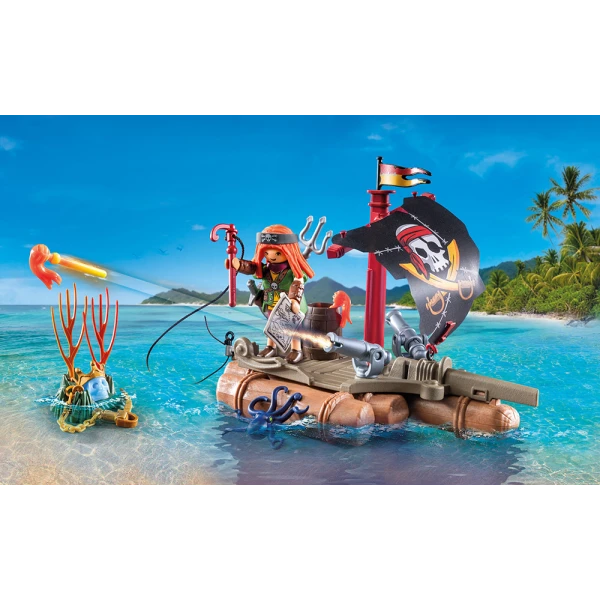 PLAYMOBIL PIRATES PIRATE RAFT WITH TREASURE