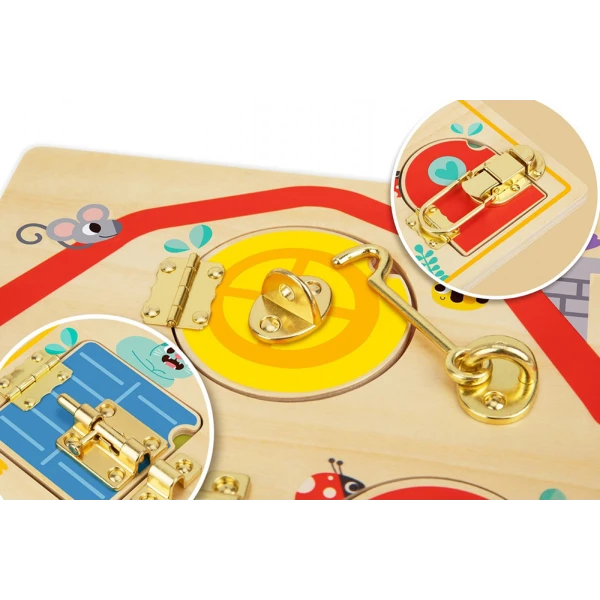 TOOKY TOY WOODEN LATCHES ACTIVITY BOARD
