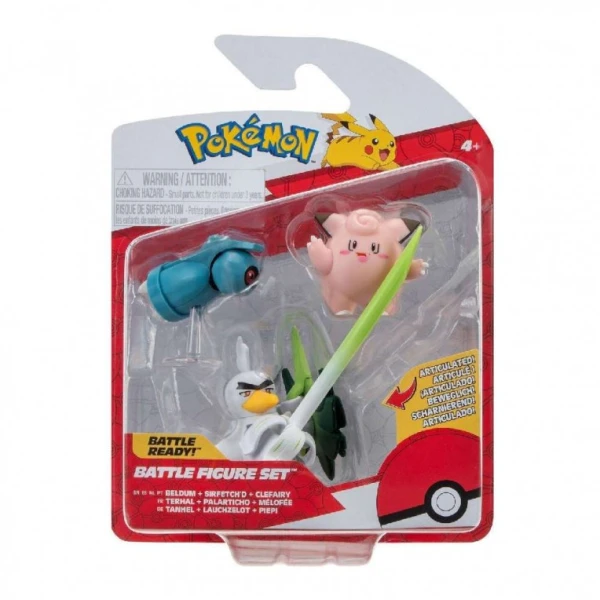 POKEMON FIGURE 3-PACK W18 CLEFAIRY, BELDUM, SIRFETCHʼD