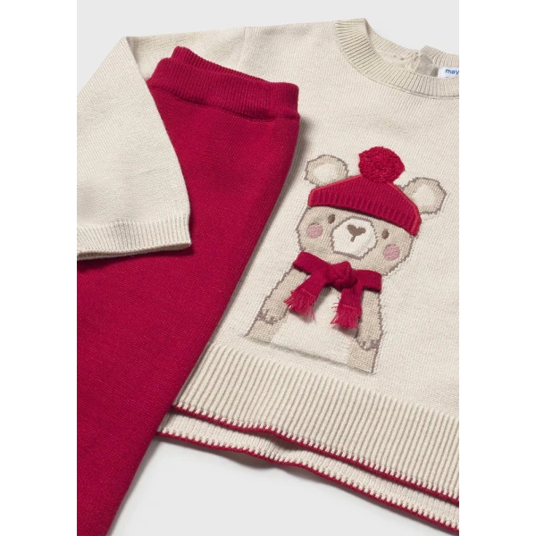 MAYORAL SET TROUSERS LONG KNITTED RED 