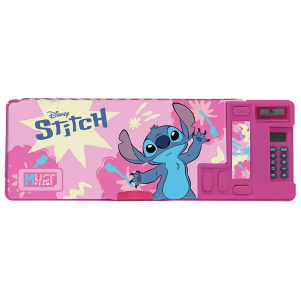 MUST TEAM PENCIL CASE WITH MAGNETIC CLOSURE 26X9X3.2 cm STITCH PINK FLOWERS