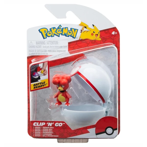 POKEMON POKE BALL CLIP N GO ΜΕ ΦΙΓΟΥΡΑ W15 MAGBY AND PREMIER BALL