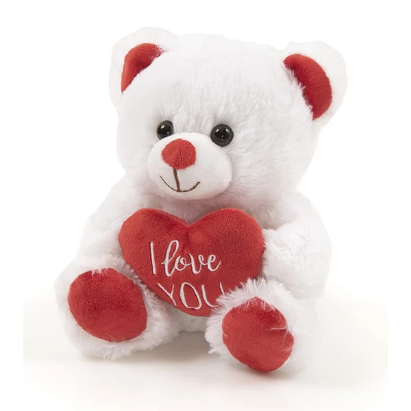 PLUSH WHITE TEDDY BEAR WITH HEART 20 cm