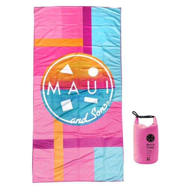 BEACH TOWEL MAUI & SONS PINK ORIGINAL SURF MICROFIBER 90X180 cm IN WATERPROOF CASE