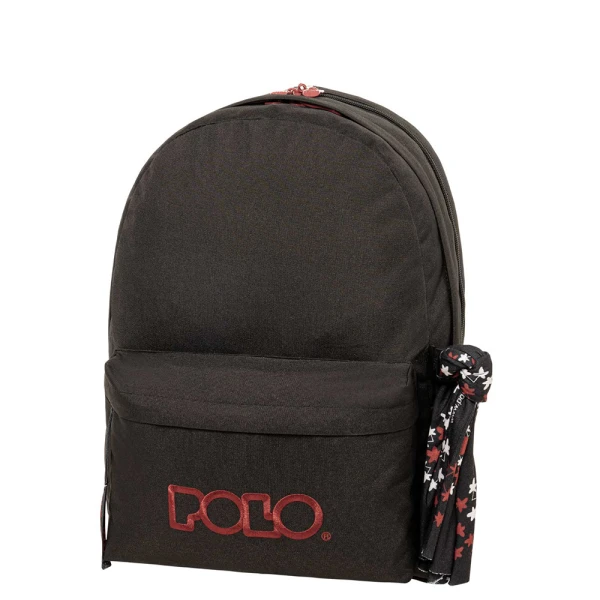 POLO 2025 ΣΑΚΙΔΙΟ ORIGINAL DOUBLE SCARF - ΜΑΥΡΟ/ΜΠΟΡΝΤΩ